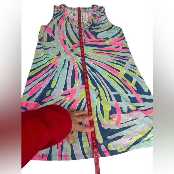 Lilly Pulitzer Essie Multi Beach Please Blue Pink Tropical Summer Tank Dress Med - Picture 9 of 15